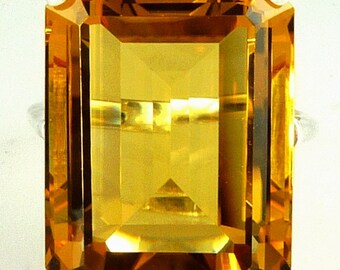 Large Citrine Etsy - stunning very large emerald cut rare top color citrine ring 925 sterling silver 20x15 mm 20 53 carats
